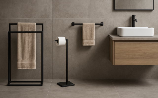 Metalowe dodatki do łazienki – stojaki i wieszaki loftowe, które robią różnicę